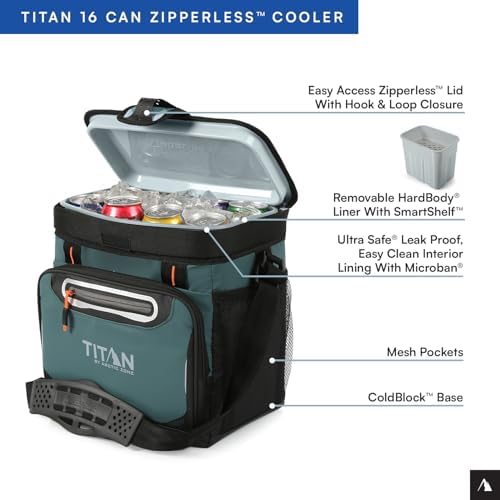 Arctic Zone Titan Deep Freeze Cooler - Zipperless Hardbody Cooler - Small & Large Capacity- Beach & Camping Cooler - Deep Freeze Insulation, HardBody Liner, and SmartShelf