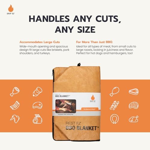 Rest EZ BBQ Blanket® - Insulated Meat Resting Bag for Moisture Retention and Tender BBQ - Heavy-Duty with Wide Mouth Design for Briskets, Pork Shoulders, Steaks