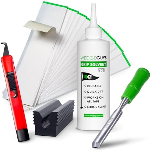 Wedge Guys Golf Grip Kits for Regripping Golf Clubs - Professional Quality - Options Include Hook Blade, 15 or 30 Tape Strips, 5 or 8 oz Solvent, Grip Tape Remover, Bench Vise & Rubber Clamp