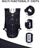 Hydration Backpack with 2L Water Bladder, Hiking Water Backpack for Women Men, Lightweight Cycling Daypack with Phone Pocket & Helmet Net Bag, Hydration Pack for Biking, Running, Skiing