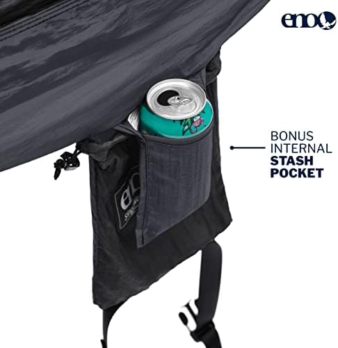 ENO SingleNest Hammock - Lightweight, 1 Person Portable Hammock - for Camping, Hiking, Backpacking, Travel, a Festival, or The Beach - Black/Charcoal