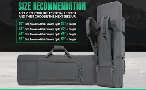 DULCE DOM 32/36/42/48/52 inch Double Rifle Case Soft Bag Gun Case, Perfect for Rifle Pistol Firearm Storage and Transportation, All Around Shooting Range Tactical Rifle Backpack, Indoor Outdoor