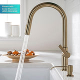 KRAUS Oletto Single Handle Pull Down Kitchen Faucet in Spot Free Antique Champagne Bronze, KPF-2820SFACB
