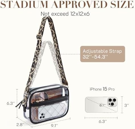 Missnine Clear Bag for Stadium Events Quilted Clear Purse for Women Stadium Approved PVC Crossbody Concert Bag