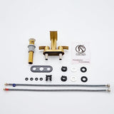 Ultimate Unicorn Bathroom Faucet for Sink Brushed Gold, 4 Inch Bathroom Sink Faucet for 3 Hole or 2 Hole, 2 Handle Waterfall Faucets with Pop up Drain, Centerset Faucets for RV Counter