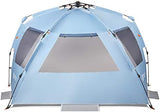 Easthills Outdoors Instant Shader Dark Shelter XL Beach Tent 99" Wide for 4-6 Person Sun Shelter UPF 50+ with Extended Zippered Porch Sky Blue