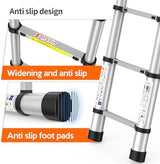 Telescoping Ladder,12.5 FT Extension Ladder, Heavy Duty 330lbs Max Capacity, Multi-Purpose Collapsible Ladder for RV or Outdoor Work Black