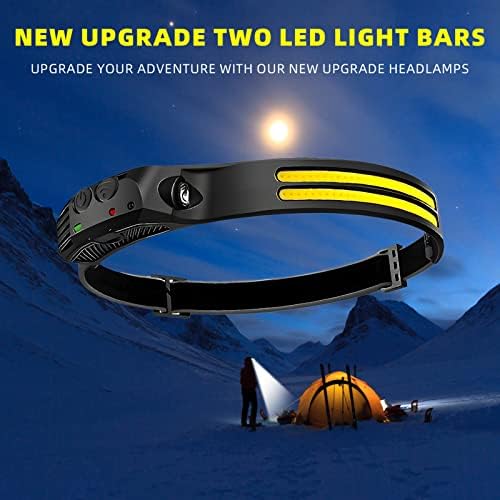 LED Headlamp Rechargeable 3PCS - 230° COB Super Bright Head Lights for Forehead, Hard hat Light for Adults, USB C Headband Flashlight for Work, Hiking, Running, Camping Essentials Gear