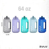 ZULU Goals Large Water Bottle Jug with Time Marker & Handle for All Day Hydration | Silicone Soft Straw with Locking Leak-Proof Lid | For Gym, Camping, Workout, and Outdoors | BPA-Free | 64oz, 128oz