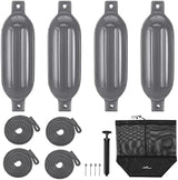 Affordura Boat Fender 4 Pack Boat Bumpers Fenders with 4 Ropes, Boat Bumpers for Pontoon Boat Fenders Inflatable