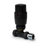 Black Straight Thermostatic Radiator Valves TRV Modern Radiator Valves 15mm x 1/2" (Set of 2) for Heated Towel Rails & Central Heating Radiators Radiator Valve Set