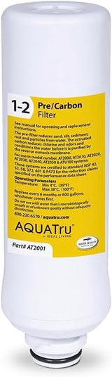 AquaTru - Replacement 2 Stage Pre-Filter (Stages 1 & 2) for Countertop Reverse Osmosis Water Filter Purification System (AquaTru Classic, Connect & Under Sink AquaTru Water Purifier)