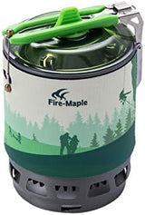 Fire-Maple "Fixed Star 3" Personal Cooking System | Pot/Jet Burner Stove System with Electric Ignition | Ideal for Hiking, Camping, Backpacking, Fishing, Hunting Trips and Emergency Use, Green
