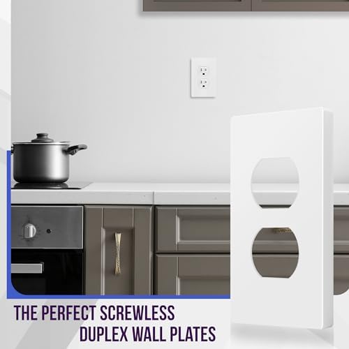ENERLITES Screwless Duplex Wall Plates, Child Safe Receptacle Outlet Covers, Standard Size, 1-Gang 4.68"x 2.93", Unbreakable Polycarbonate Thermoplastic, UL Listed, SI8821-W-5PCS, Glossy, White