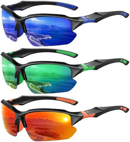 XVXV Polarized Sports Sunglasses for Men - UV Protection Half Frame Sun Glasses for Running Fishing