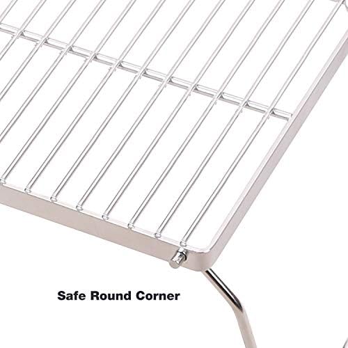 Campfire Grill 304 Stainless Steel Grate, Folding Camping Grill Heavy Duty with Carrying Bag, Large