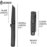 Gerber Gear Pledge Pocket Knife with Pocket Clip - 3.7" Full Panel Plain Edge Blade Folding Knife - EDC Gear and Equipment - Omni Gray