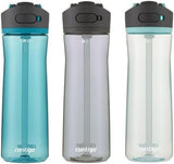 Contigo Ashland 2.0 Leak-Proof & Dishwasher-Safe Water Bottle, Lid Locked & Angled Straw Feature, Interchangeable Lid, 24oz 3-Pack, Colors: Juniper/Sake/Bubble Tea