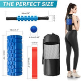 5 in 1 Foam Roller Set for Deep Tissue Muscle Massage, High Density Trigger Point Fitness Patented Exercise Foam Roller, Massage Roller, Massage Ball, Resistance Band, for Whole Body
