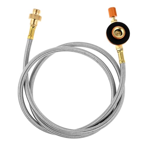 Aupoko Camping Gas Stove Extension Hose 1m, Camping Fuel Canister Valve Tube Pipe Hiking Stove Butane Gas Adapter Convert Connector (1 Meter Flat Gas Tank Extension Tube)