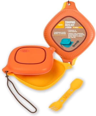 UCO 4-Piece Camping Mess Kit with Bowl, Plate and 3-in-1 Spork Utensil Set