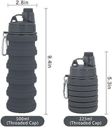 Collapsible Water Bottles Travel water bottle Sports Portable Sport Water Bottle Reusable Water Bottles comes with mountaineering Buckle 500ml silicone Water-proof camping water bottle