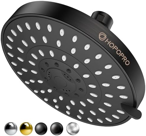 HOPOPRO 5-Mode High Pressure Shower Head - The Washington Post, NBC News, Today TV Show Recommended - High Flow Fixed Showerheads (6 Inch Oil Rubbed Bronze)