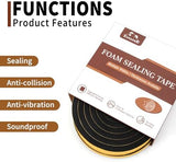 Yotache High Density Adhesive Foam Tape 2 Rolls 1" W X 3/4", (New Adhesive Craft) Weather Stripping Gasket Seal, Shockproof, Furniture Protective, 13 Ft Length (2 X 6.5 Ft Each)