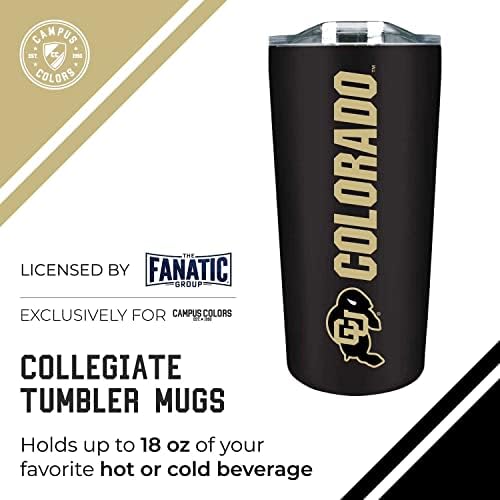 Campus Colors NCAA Stainless Steel Tumbler perfect for Gameday - 18 oz - Double Walled - Keeps Drinks Perfectly Insulated (Colorado Buffaloes - Black)