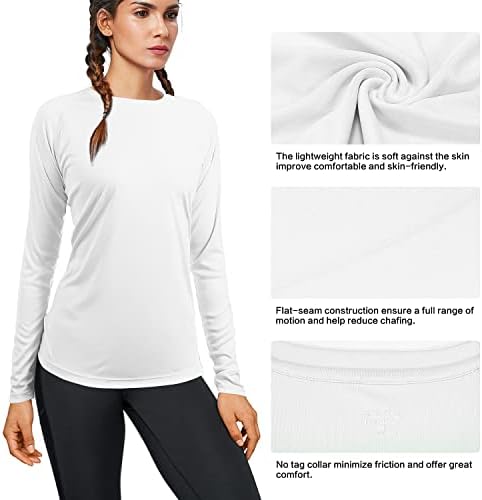 isnowood Women's Sun Protection Long Sleeve Shirts, UPF 50+ UV Rash Guard Swim Shirt, Workout Hiking Running Athletic Tops
