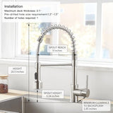 LED Light Kitchen Faucet with Pull Down Sprayer Sus304 Stainless Steel Industrial Single Handle Faucet for Farmhouse Camper Laundry Utility Rv Wet Bar Sinks Brushed Nickel 9003SN