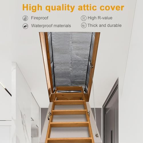 Attic Stairway Insulation Cover - Premium Energy Saving Attic Stairs Door Ladder Insulator Pull Down Tent with Zipper 25 in x 54 in x 11In (Attic Cover)