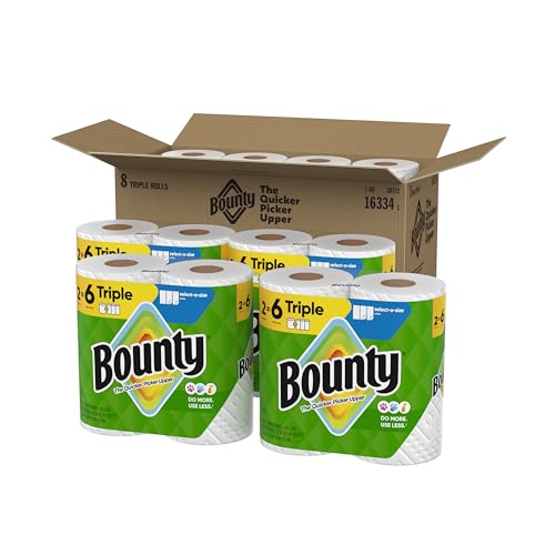 Bounty Select-A-Size Paper Towels, White, 8 Triple Rolls = 24 Regular Rolls