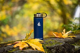 HYDRO CELL Stainless Steel Insulated Water Bottle with Straw - For Cold & Hot Drinks - Metal Vacuum Flask with Screw Cap and Modern Leakproof Sport Thermos for Adults (Navy 18oz)
