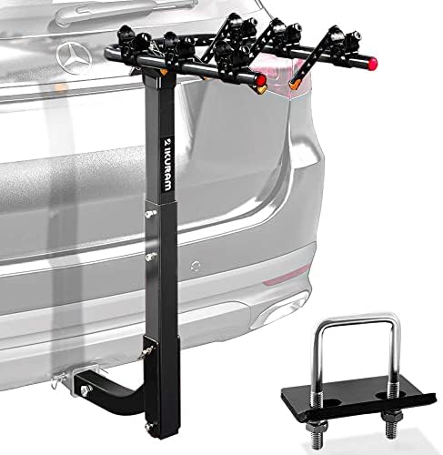 3 Bike Rack Bicycle Carrier Racks Hitch Mount Double Foldable Rack for Cars Truck SUV Fits 2" Hitch Receiver, Including Anti-Rattle Hitch Tightener