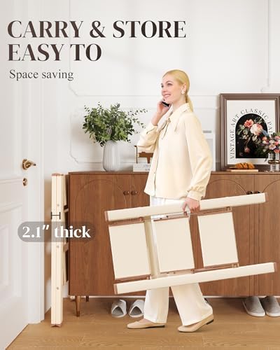 GameGem 3 Step Ladder, Folding Step Stool with Wider Pedal, Anti-Slip Feet & Non Slip Stripes, Aluminum Sturdy Material, 300Lbs Capacity, Elegant Look of Cream Chocolate Better Matches Your Home