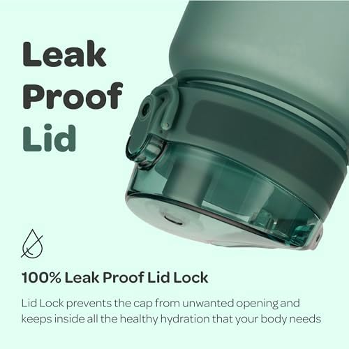 Hydracy Water Bottle with Time Marker -Large BPA Free Water Bottle & No Sweat Sleeve -Leak Proof Gym Bottle with Fruit Infuser Strainer & Times to Drink -Ideal for Fitness Sports & Outdoors