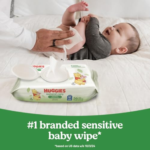 Huggies Natural Care Sensitive Baby Wipes, Unscented, Hypoallergenic, 99% Purified Water, 15 Flip-Top Packs (960 Wipes Total)