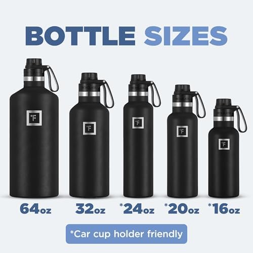 IRON °FLASK Camping & Hiking Hydration Canteens - 3 Lids (Narrow Spout Lid) Leak Proof Vacuum Insulated Stainless Steel - Hot & Cold Double Walled Sports Water Bottle - Lavender, 24 Oz