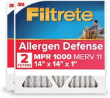 Filtrete 14x14x1 AC Furnace Air Filter, MERV 11, MPR 1000, Micro Allergen Defense, 3-Month Pleated 1-Inch Electrostatic Air Cleaning Filter, 2 Pack (Actual Size 13.81 x 13.81 x 0.81 in)