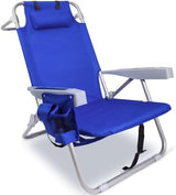 Beach Chair with Backpack Straps, Heavy Duty Backpack Beach Chairs for Adults with 4 Positions, Lay Flat Beach Chair with Large Cooler Pouch, Support to 350LBS
