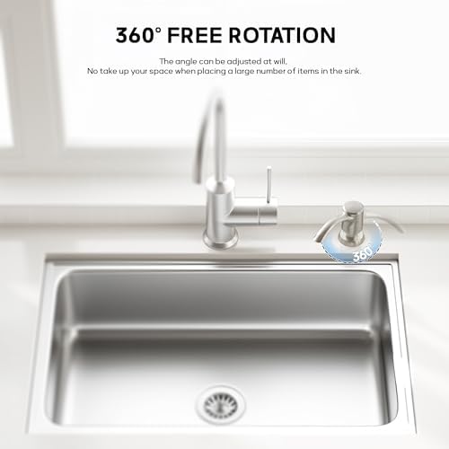 SAMODRA Built in Kitchen Sink Soap Dispenser (Brushed Nickel) with 13 oz Large PET Lotion Bottle, Refill from Top