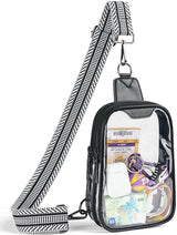 DOUBLE ZIP Clear bags Stadium Approved Crossbody Sling Bag Fanny Pack Purses for Women Men Belt bag for Stadium Events