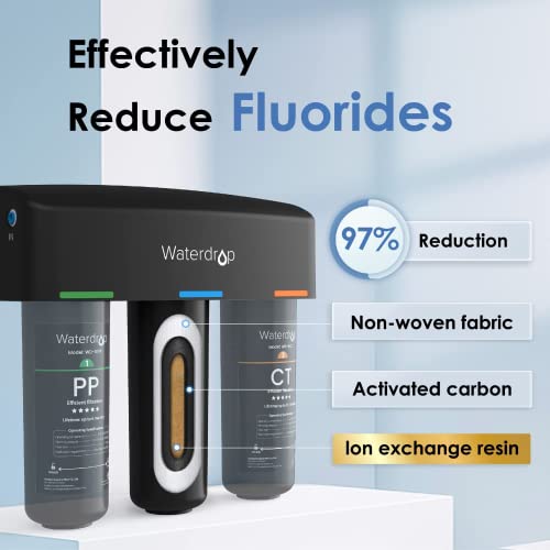 Waterdrop TSB 8 Layer High Capacity Under Sink Water Filter, Reduces PFAS, PFOA/PFOS, Fluoride, Chlorine, Bad Taste & Odor, with Dedicated Faucet, NSF/ANSI 42 Certified Element, USA Tech