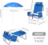 Nice C Blue Backpack Beach Chair with Cooler and Umbrella, Cup Holder for Outdoor, Camping, BBQ, Travel, Picnic