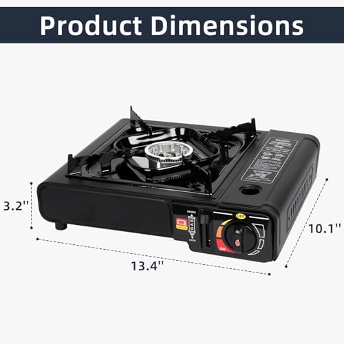 SHINESTAR Dual Fuel Stove with Butane & Propane Compatibility, Portable Camping Stove for Outdoor Cooking, Propane Adapter Hose and Carrying Case Included, 7800 BTUs Output