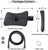 BRIGHT SHOWERS Four Spray Settings Shower Head Set Oil Rubbed Bronze and Black Finishing with 60" Long Stainless Steel Shower Hose