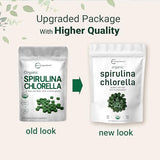 Organic Chlorella Spirulina Tablets, 3000mg Per Serving, 720 Counts, 4 Months Supply, 50/50 Blend Superfood, No Filler, No Additives, Cracked Cell Wall, Rich in Vegan Protein & Chlorophyll