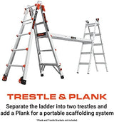 Little Giant Ladders, Velocity with Ratchet Levelers, M22, 22 Ft, Multi-Position Ladder, Aluminum, Type 1A, 300 lbs Weight Rating, (15422-801)