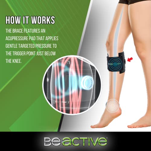 BeActive Plus Acupressure System - Sciatica Pain Relief Brace For Sciatic Nerve Pain, Lower Back, & Hip - Be Active Plus Knee Brace With Pressure Pad Targeted Compression For Sciatica Relief - Unisex